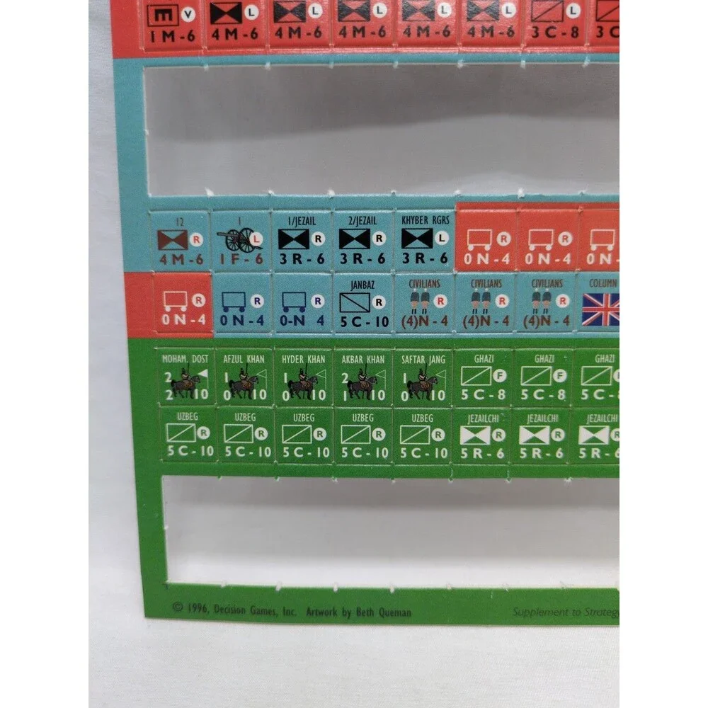 *Incompelte* First Afghan War Token Sheet Strategy And Tactics #179